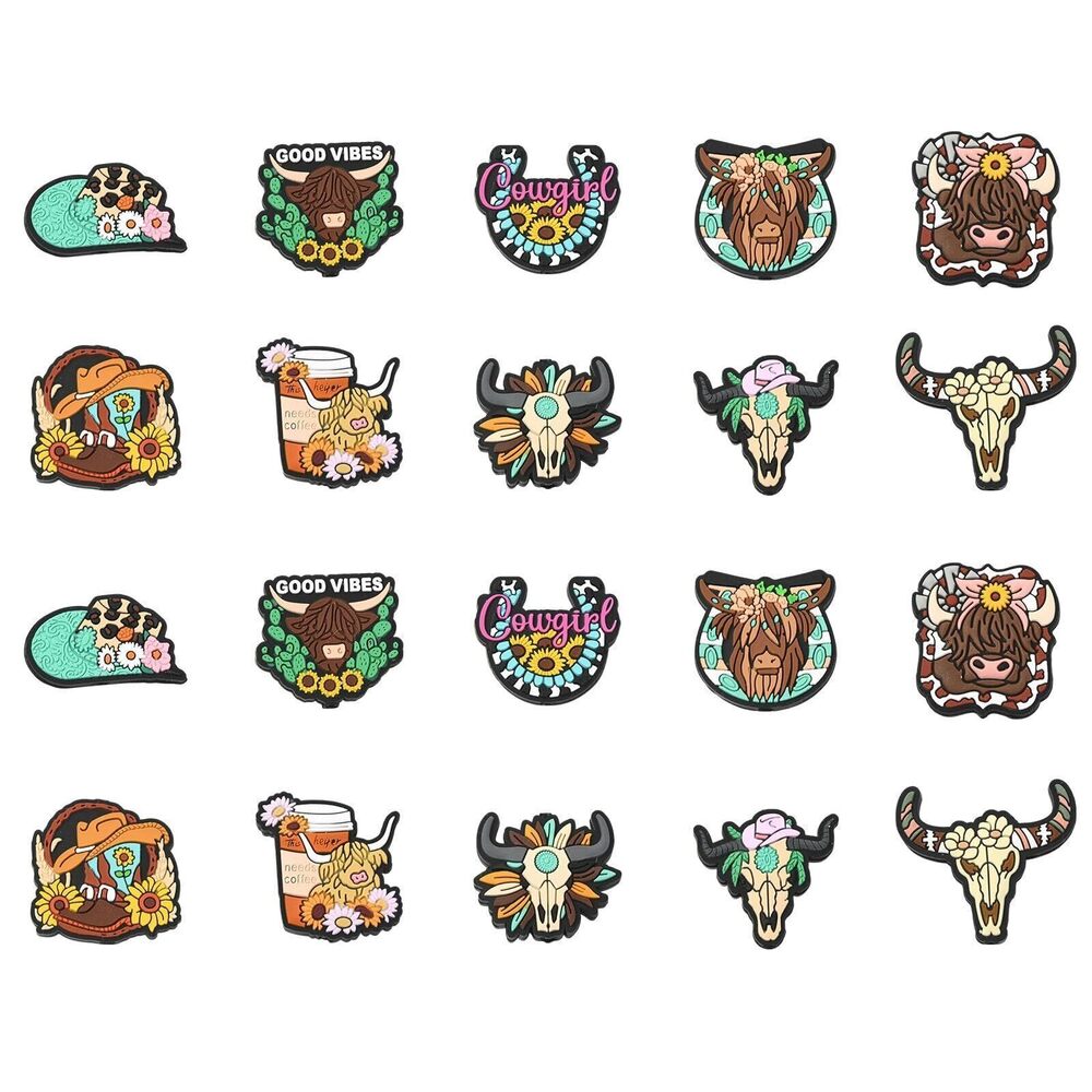 6256 20 pcs 10 Styles Cowboy Theme Silicone Focal Beads Cattle Head Western